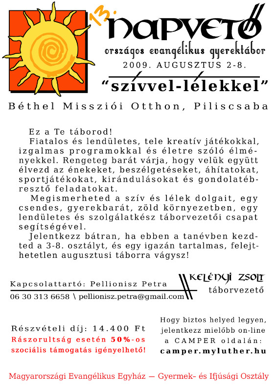13. Napvető – országos evangélikus gyerektábor 
